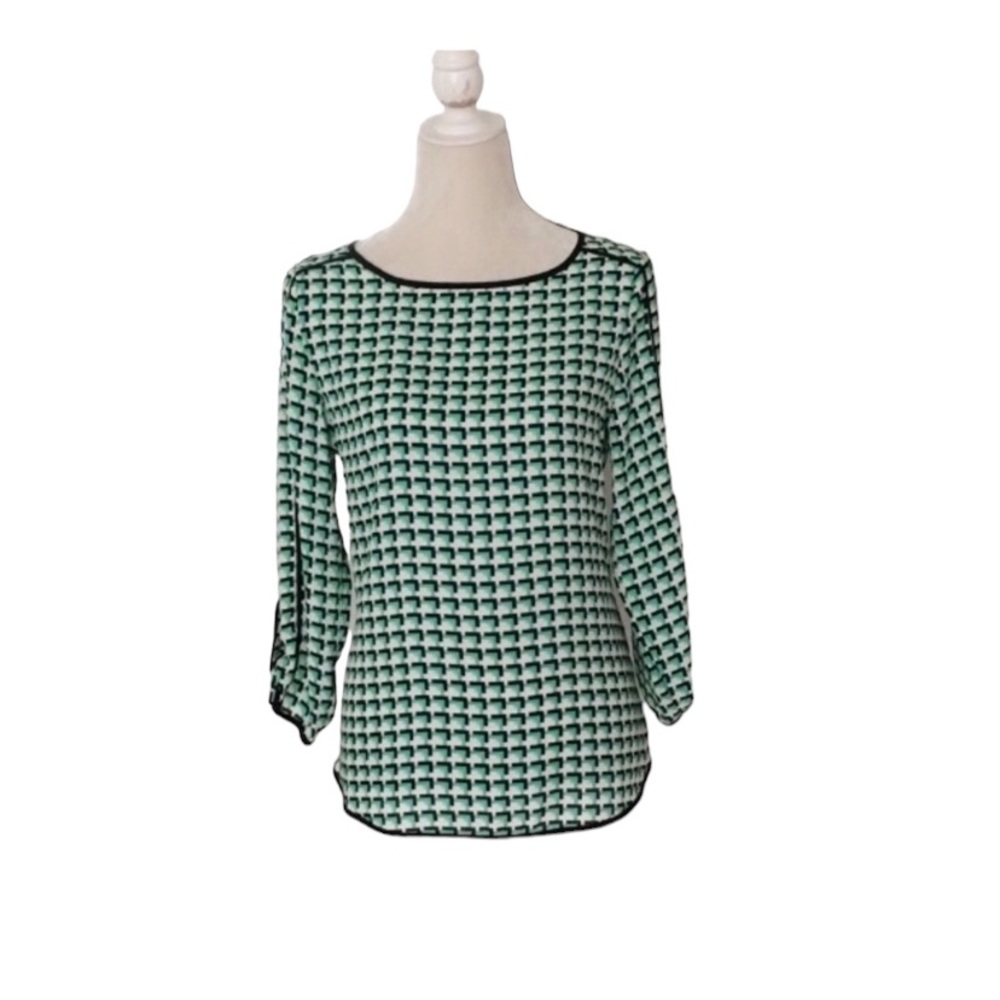 The Limited Black Green White Blouse Top Size Medium
